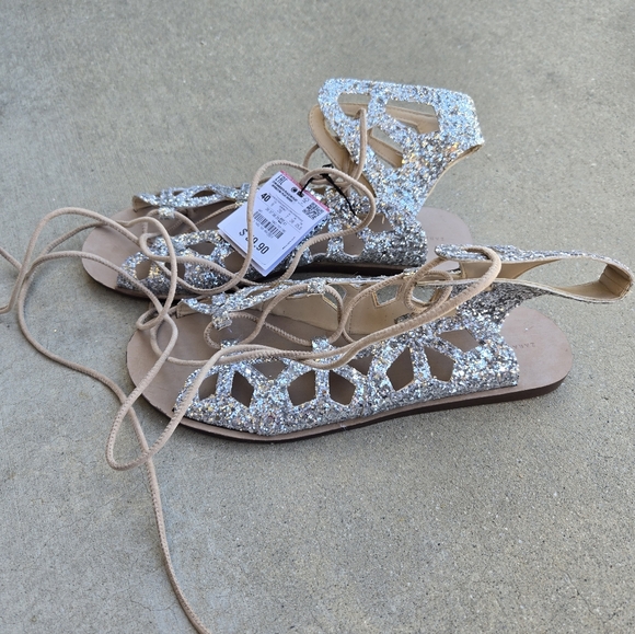 NWT Zara Silver Glitter Gladiator Sandals, 9 - Picture 7 of 7